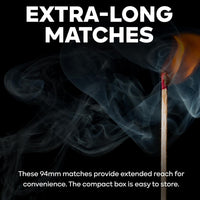 ZYBUX - Extra-Long Safety Matches Sticks, Slow Burning, Ideal for Candles, Cigar, Fireplaces, Grills, Safe Ignition with Strike Surface Match Box, Durable Matches, Pack of 2