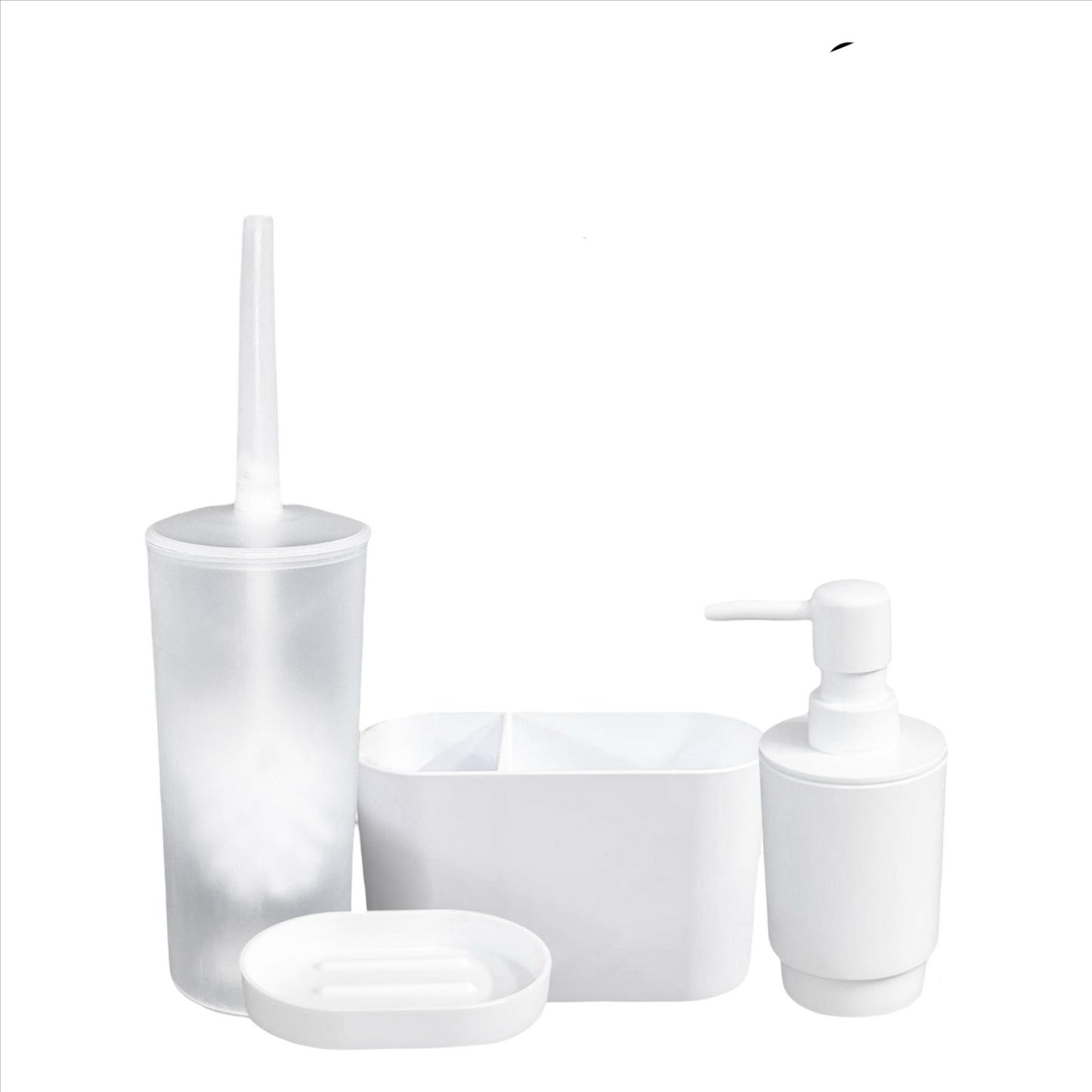 4Pcs Bathroom Accessories Set Bar Dish Soap Dispenser Toothbrush Toilet Brush