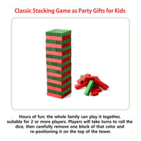 GIANT CHRISTMAS FESTIVE TUMBLING TOWER Wooden Stacking Game Family Board Kids UK