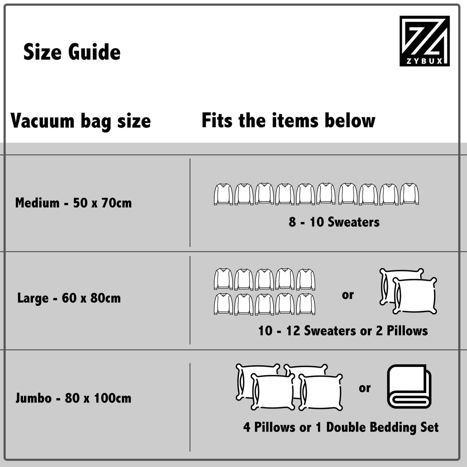 6x Vacuum Storage Bags Space Saving Strong Bag Vac Plastic Space Saver Vacum Bag - ZYBUX