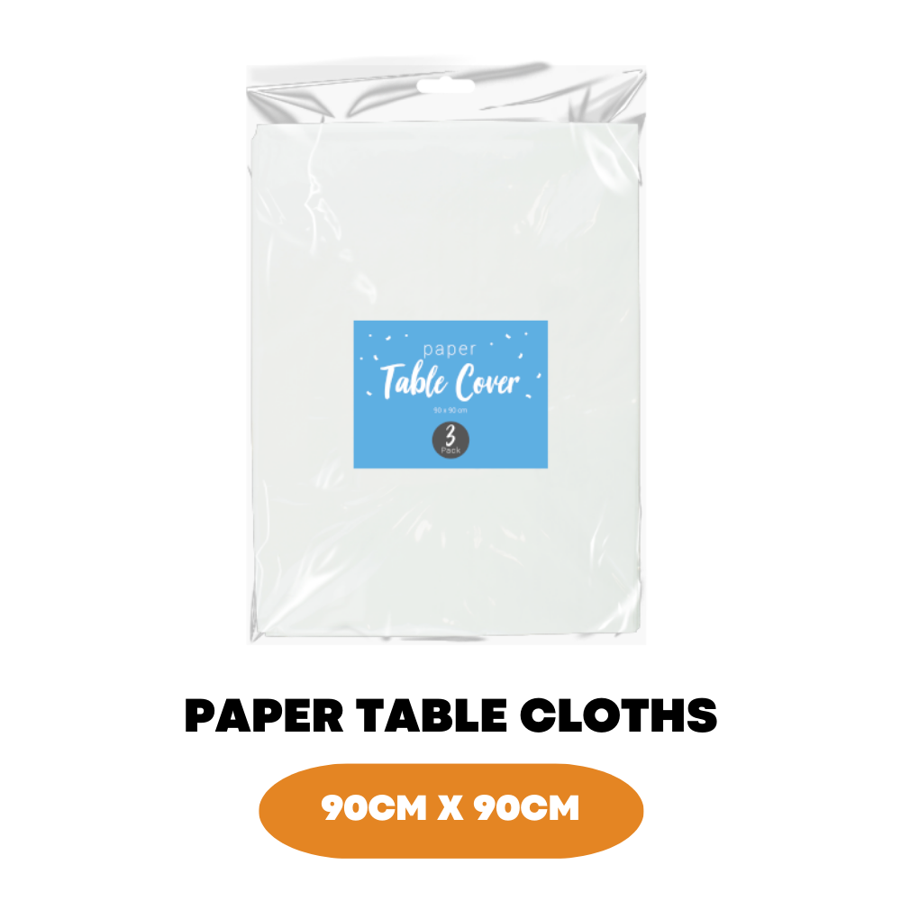 3 x Large Paper Table Cloths Cover Disposable Banquet Birthday Party 90cm x 90cm - ZYBUX