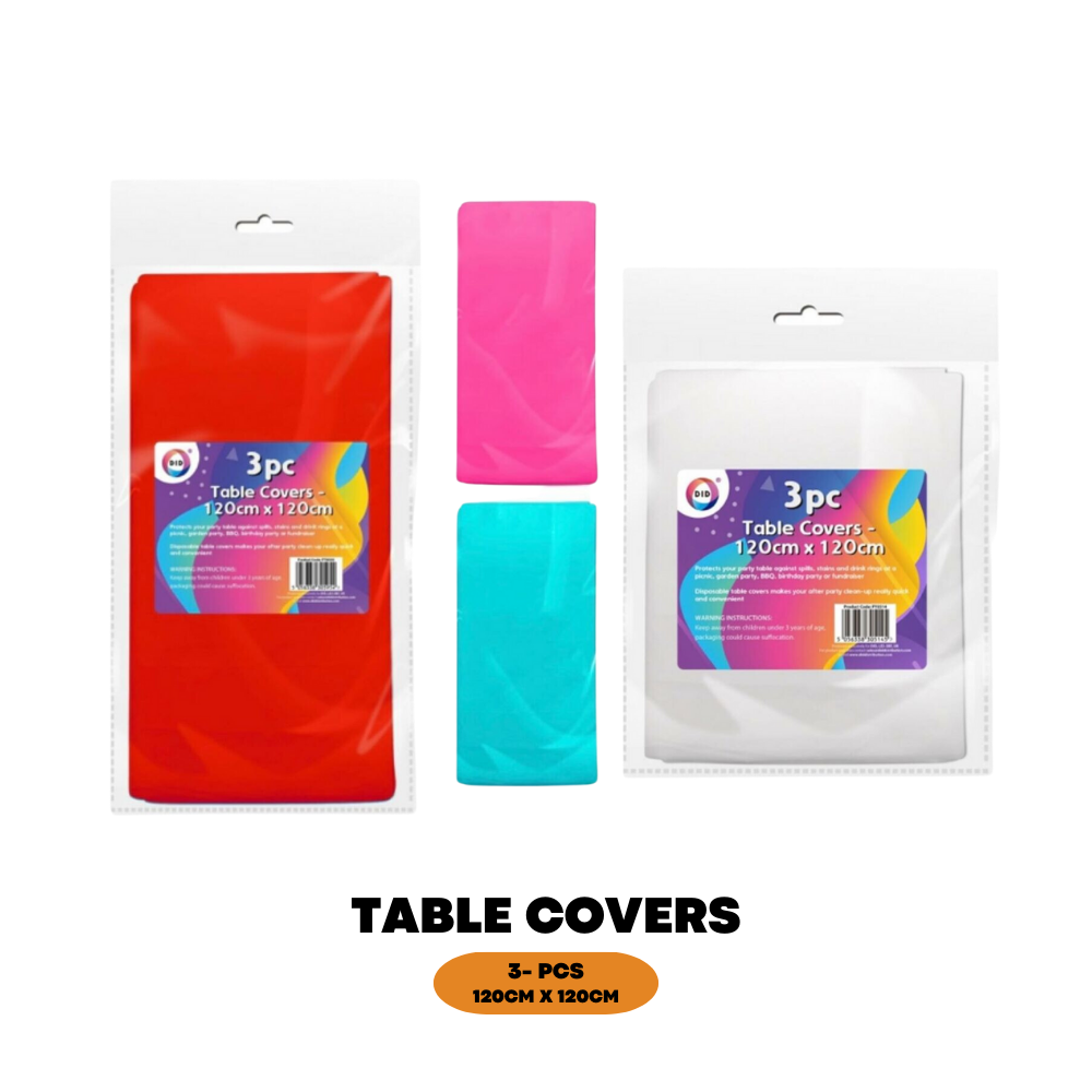 3 pack Table Cloths Disposable Tablecloths Plastic Wipe Clean Party Table Covers