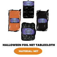 Halloween Foil Net Tablecloth Hanging Table Cover Prop Decor Party Decoration - ZYBUX