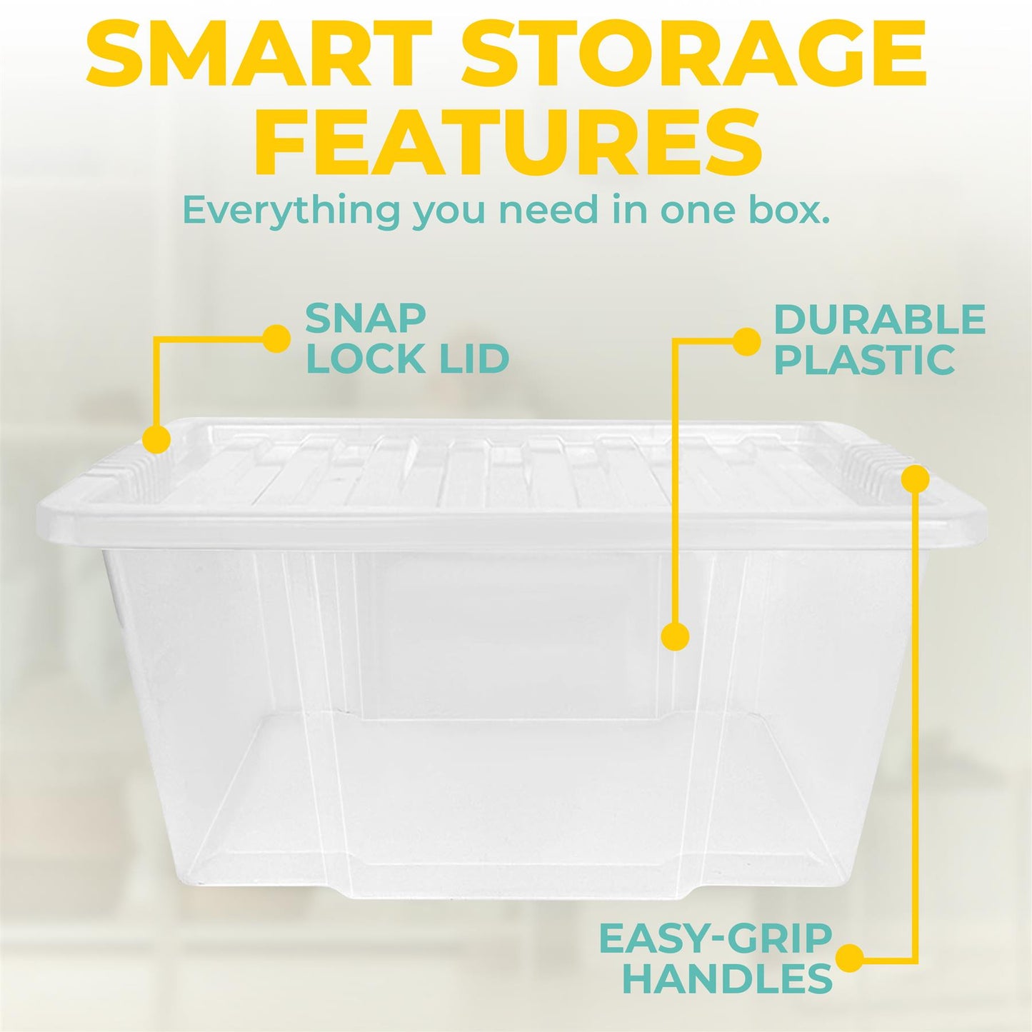 Plastic Storage Boxes with Lids – Clear Black Small Medium Large Stackable Plastic Containers | Ideal for Craft, Shoes, Toys, Office, and Kitchen Organiser | Durable, BPA Free Storage Bin (SET of 3)