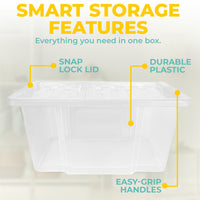 Plastic Storage Boxes with Lids – Clear Black Small Medium Large Stackable Plastic Containers | Ideal for Craft, Shoes, Toys, Office, and Kitchen Organiser | Durable, BPA Free Storage Bin (SET of 3)