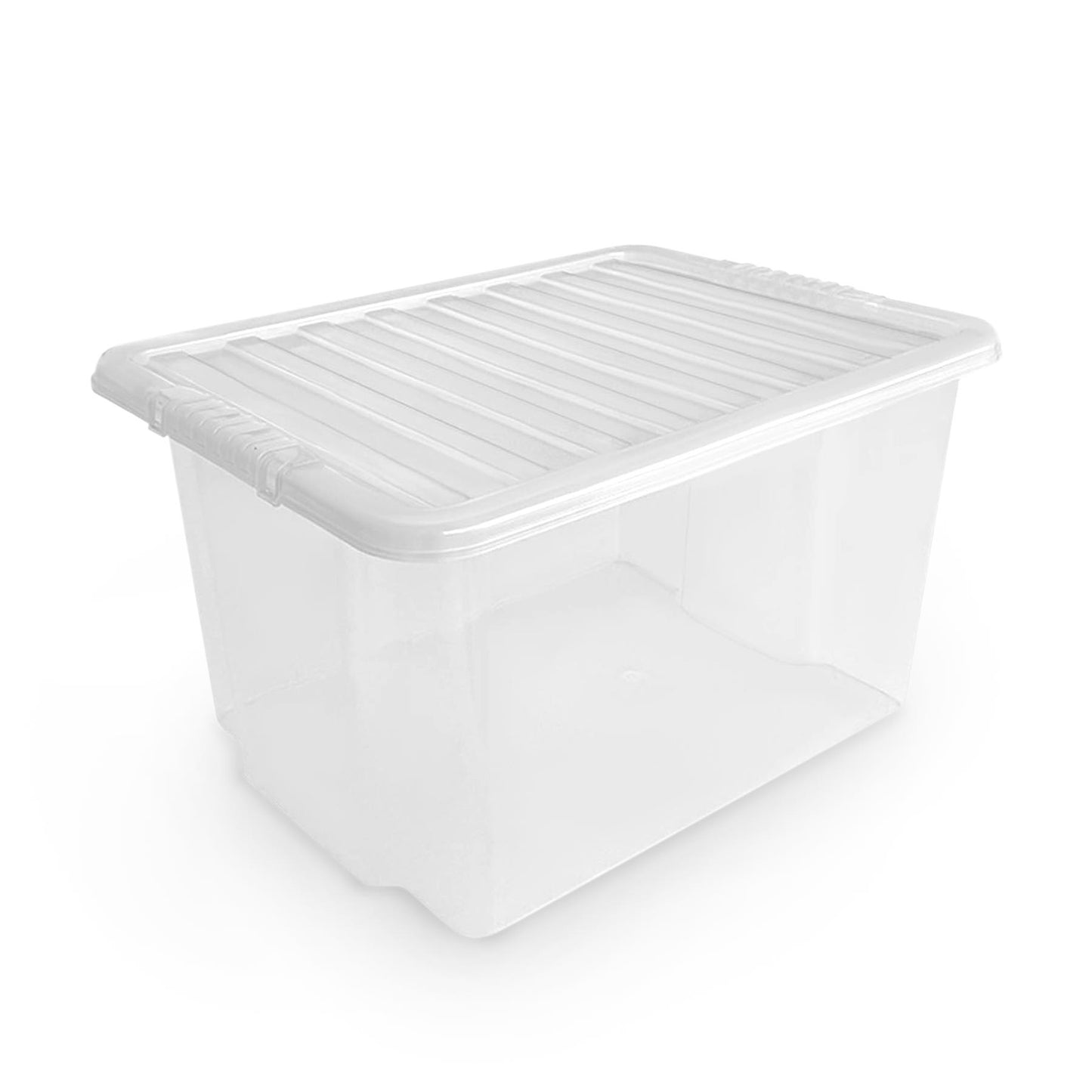 Plastic Storage Boxes with Lids – Clear Black Small Medium Large Stackable Plastic Containers | Ideal for Craft, Shoes, Toys, Office, and Kitchen Organiser | Durable, BPA Free Storage Bin (SET of 3)