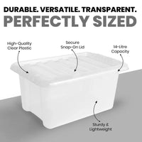 Plastic Storage Boxes with Lids – Clear Black Small Medium Large Stackable Plastic Containers | Ideal for Craft, Shoes, Toys, Office, and Kitchen Organiser | Durable, BPA Free Storage Bin (SET of 3)