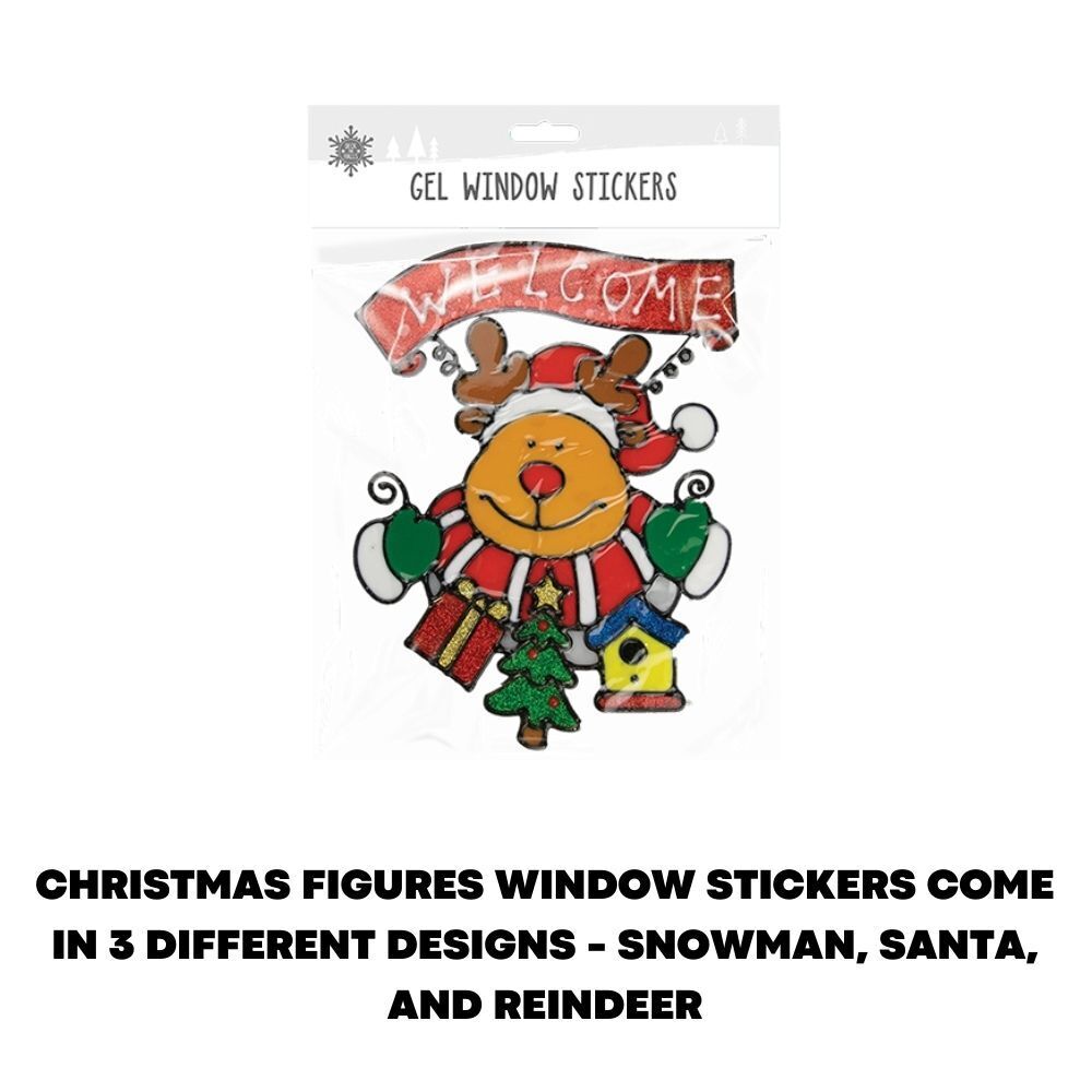 Christmas Window Gel Stickers Santa Sticker Art Snowman Reindeer Xmas Decoration - ZYBUX