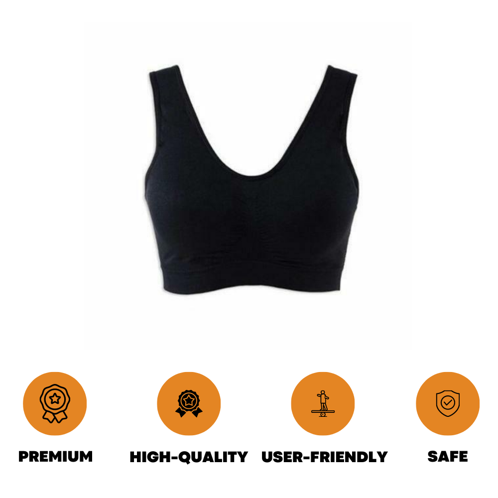 Black Seamless Sports Bra Crop Top Vest Shapewear Comfort Stretch
