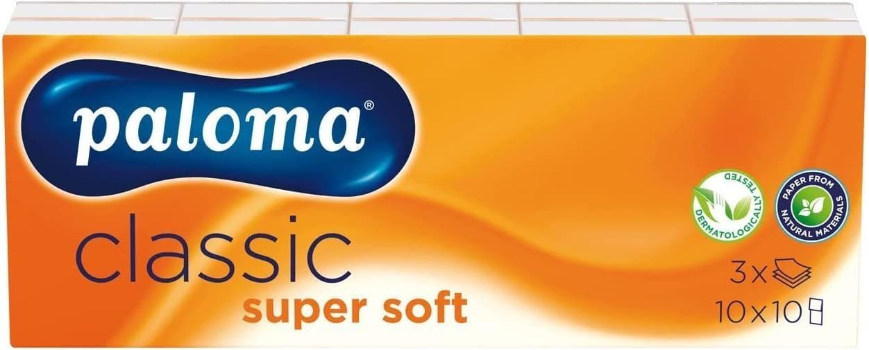 Super Soft Pocket Tissues (10 Packs of 10) - 3-Ply Facial Tissues for Purse, Hand Bags
