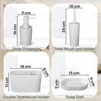 4Pcs Bathroom Accessories Set Bar Dish Soap Dispenser Toothbrush Toilet Brush