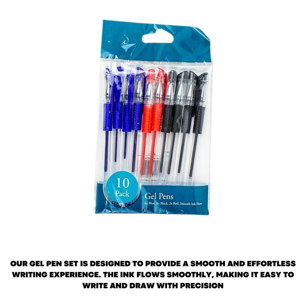 10 Pack Gel Pen Set Kids Adults Colouring Book Pens Arts Crafts Stationary Set - ZYBUX