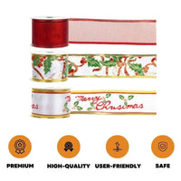 Large Happy Merry Christmas Ribbons Decoration Ribbon Gift Wrapping 2.7m x 5cm - ZYBUX