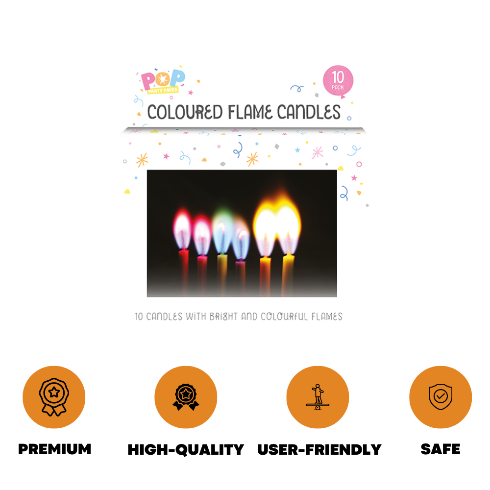 10x Colour Flame Candles Kids Adult Birthday Candle Party Cake Topper Decoration - ZYBUX