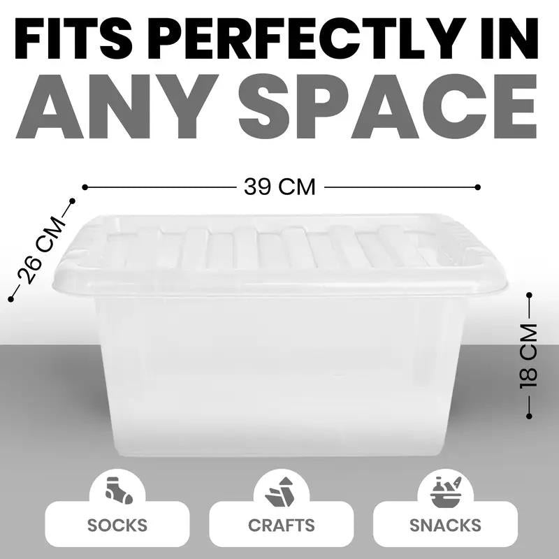Plastic Storage Boxes with Lids – Clear Black Small Medium Large Stackable Plastic Containers | Ideal for Craft, Shoes, Toys, Office, and Kitchen Organiser | Durable, BPA Free Storage Bin (SET of 3)