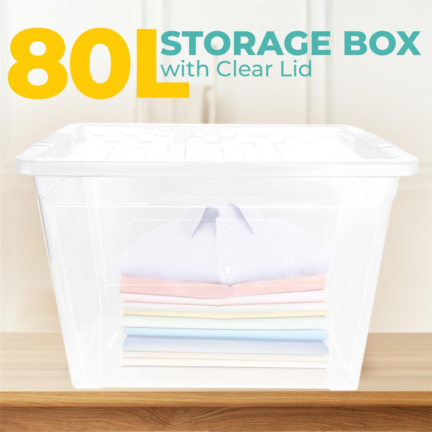 Plastic Storage Boxes with Lids – Clear Black Small Medium Large Stackable Plastic Containers | Ideal for Craft, Shoes, Toys, Office, and Kitchen Organiser | Durable, BPA Free Storage Bin (SET of 3)