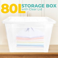 Plastic Storage Boxes with Lids – Clear Black Small Medium Large Stackable Plastic Containers | Ideal for Craft, Shoes, Toys, Office, and Kitchen Organiser | Durable, BPA Free Storage Bin (SET of 3)