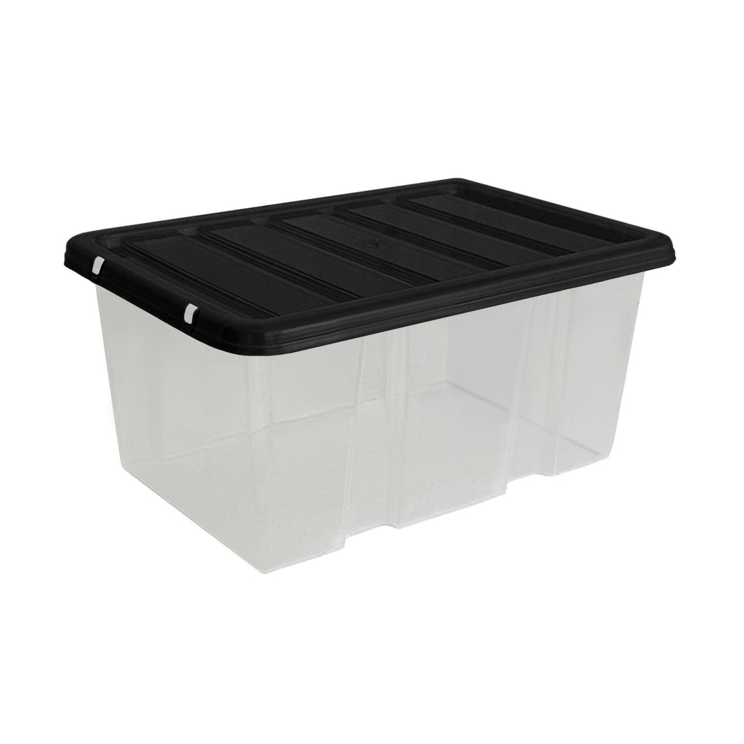 Plastic Storage Boxes with Lids – Clear Black Small Medium Large Stackable Plastic Containers | Ideal for Craft, Shoes, Toys, Office, and Kitchen Organiser | Durable, BPA Free Storage Bin (SET of 3)