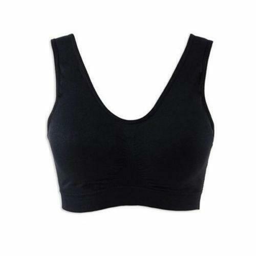 Black Seamless Sports Bra Crop Top Vest Shapewear Comfort Stretch Strapless  Bras