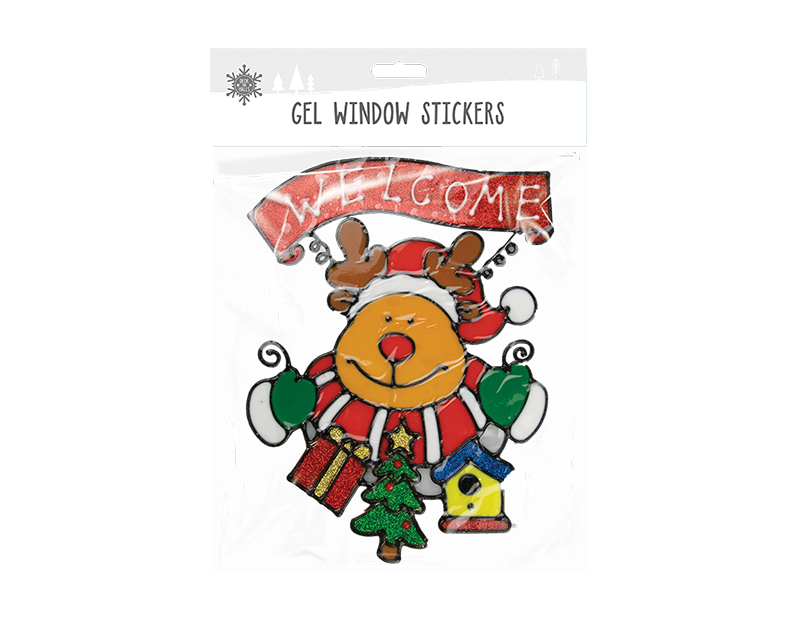 Christmas Window Gel Stickers Santa Sticker Art Snowman Reindeer Xmas Decoration - ZYBUX