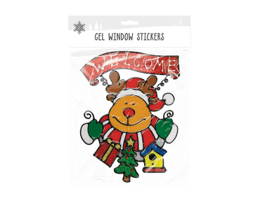 Christmas Window Gel Stickers Santa Sticker Art Snowman Reindeer Xmas Decoration - ZYBUX