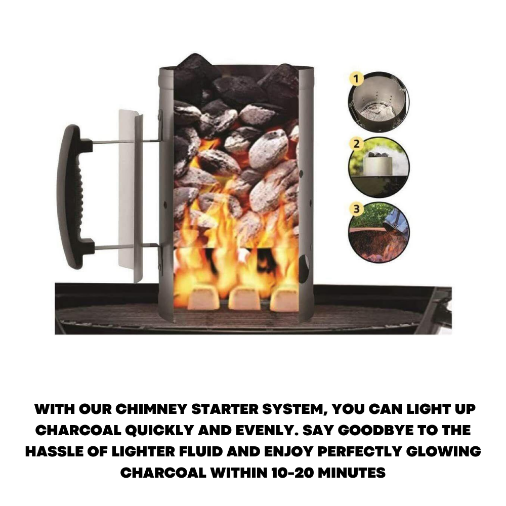 Barbecue Chimney Starter Grill Charcoal Burner Quick Start BBQ Food Coal Lighter - ZYBUX