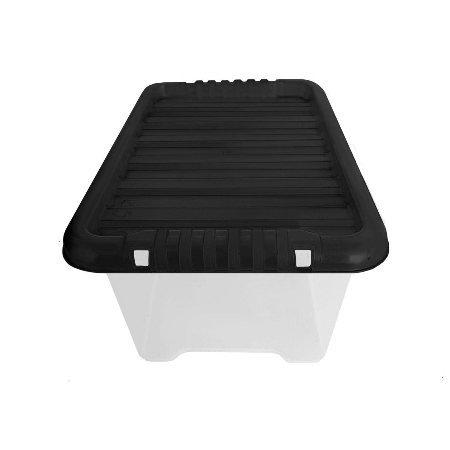 Plastic Storage Boxes with Lids – Clear Black Small Medium Large Stackable Plastic Containers | Ideal for Craft, Shoes, Toys, Office, and Kitchen Organiser | Durable, BPA Free Storage Bin (SET of 3)