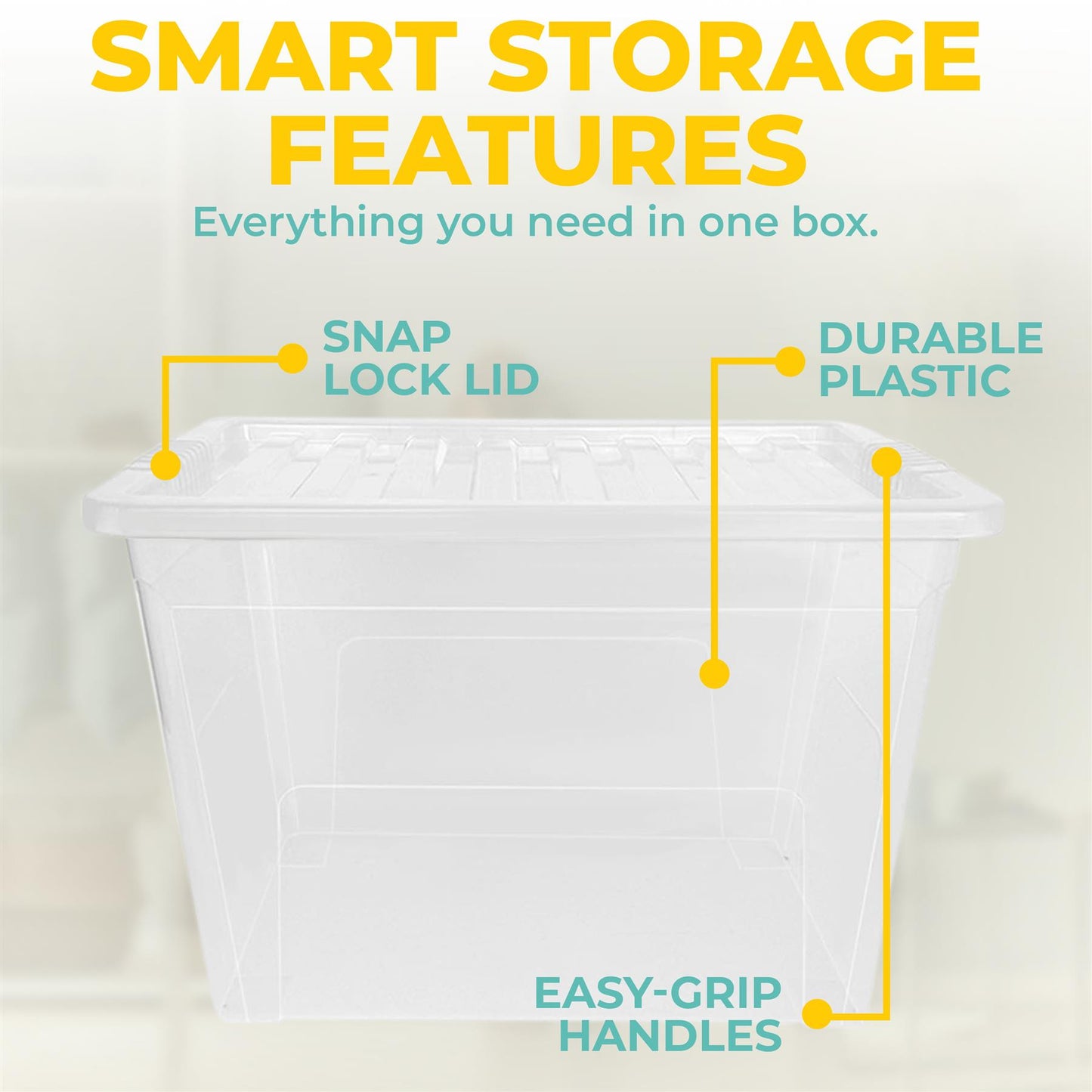 Plastic Storage Boxes with Lids – Clear Black Small Medium Large Stackable Plastic Containers | Ideal for Craft, Shoes, Toys, Office, and Kitchen Organiser | Durable, BPA Free Storage Bin (SET of 3)