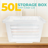Plastic Storage Boxes with Lids – Clear Black Small Medium Large Stackable Plastic Containers | Ideal for Craft, Shoes, Toys, Office, and Kitchen Organiser | Durable, BPA Free Storage Bin (SET of 3)