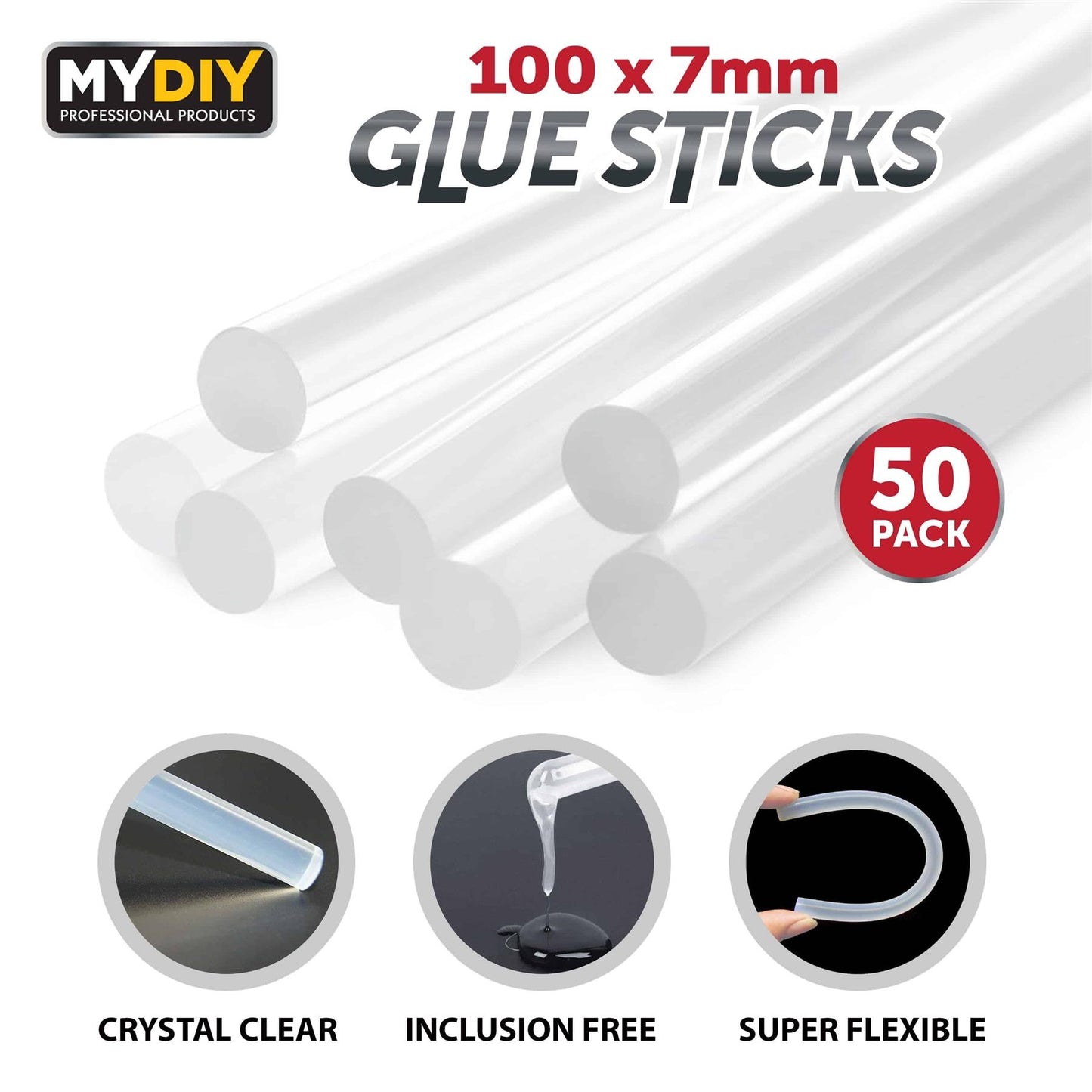 HOT MELT GLUE STICKS FOR ELECTRIC GUN CRAFT TOOL 7MM 11MM[50 Pcs,100mm x 7mm]