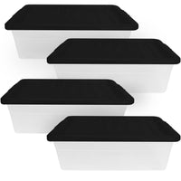 Underbed Plastic Storage Boxes with Lids – Clear & Black – 30L, 32L | Stackable Plastic Containers for Clothes, Shoes & Bedding | Space-Saving, Durable, BPA Free Storage Bins