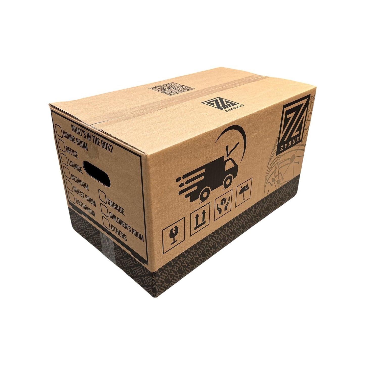 ZYBUX - 52cm x 30cm x 30cm - (Approx. 20"x12"x12") - Large Strong Cardboard Moving Boxes - Removal Boxes for Moving House - Packing & Storage Cartons with Carry Handles