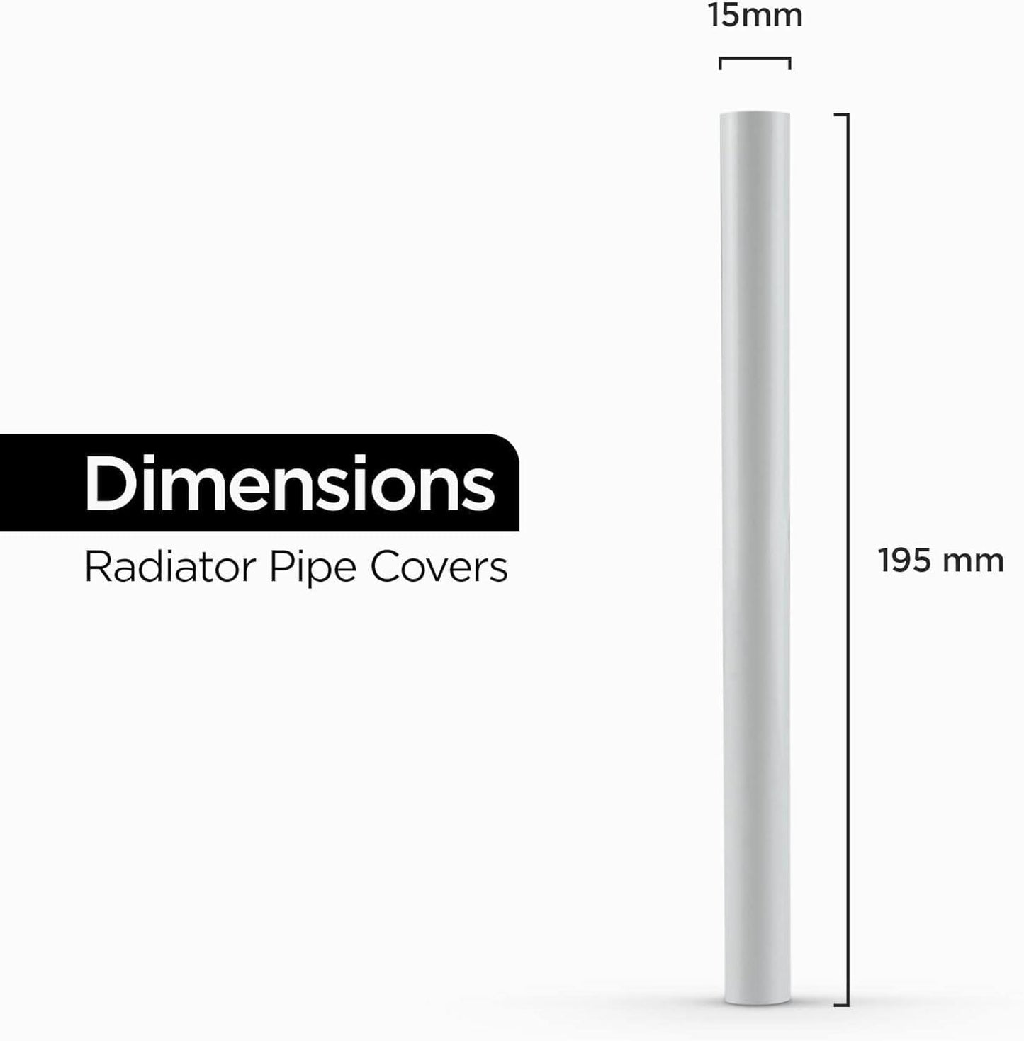 8 White Radiator Pipe Covers 19.5cm Sleeves Shrouds Snap Around Pipes