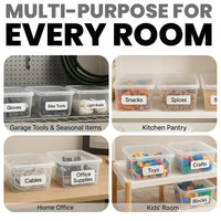 Plastic Storage Boxes with Lids – Clear Black Small Medium Large Stackable Plastic Containers | Ideal for Craft, Shoes, Toys, Office, and Kitchen Organiser | Durable, BPA Free Storage Bin (SET of 3)