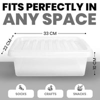 Plastic Storage Boxes with Lids – Clear Black Small Medium Large Stackable Plastic Containers | Ideal for Craft, Shoes, Toys, Office, and Kitchen Organiser | Durable, BPA Free Storage Bin (SET of 3)