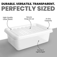 Plastic Storage Boxes with Lids – Clear Black Small Medium Large Stackable Plastic Containers | Ideal for Craft, Shoes, Toys, Office, and Kitchen Organiser | Durable, BPA Free Storage Bin (SET of 3)