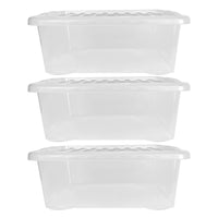 Underbed Plastic Storage Boxes with Lids – Clear & Black – 30L, 32L | Stackable Plastic Containers for Clothes, Shoes & Bedding | Space-Saving, Durable, BPA Free Storage Bins