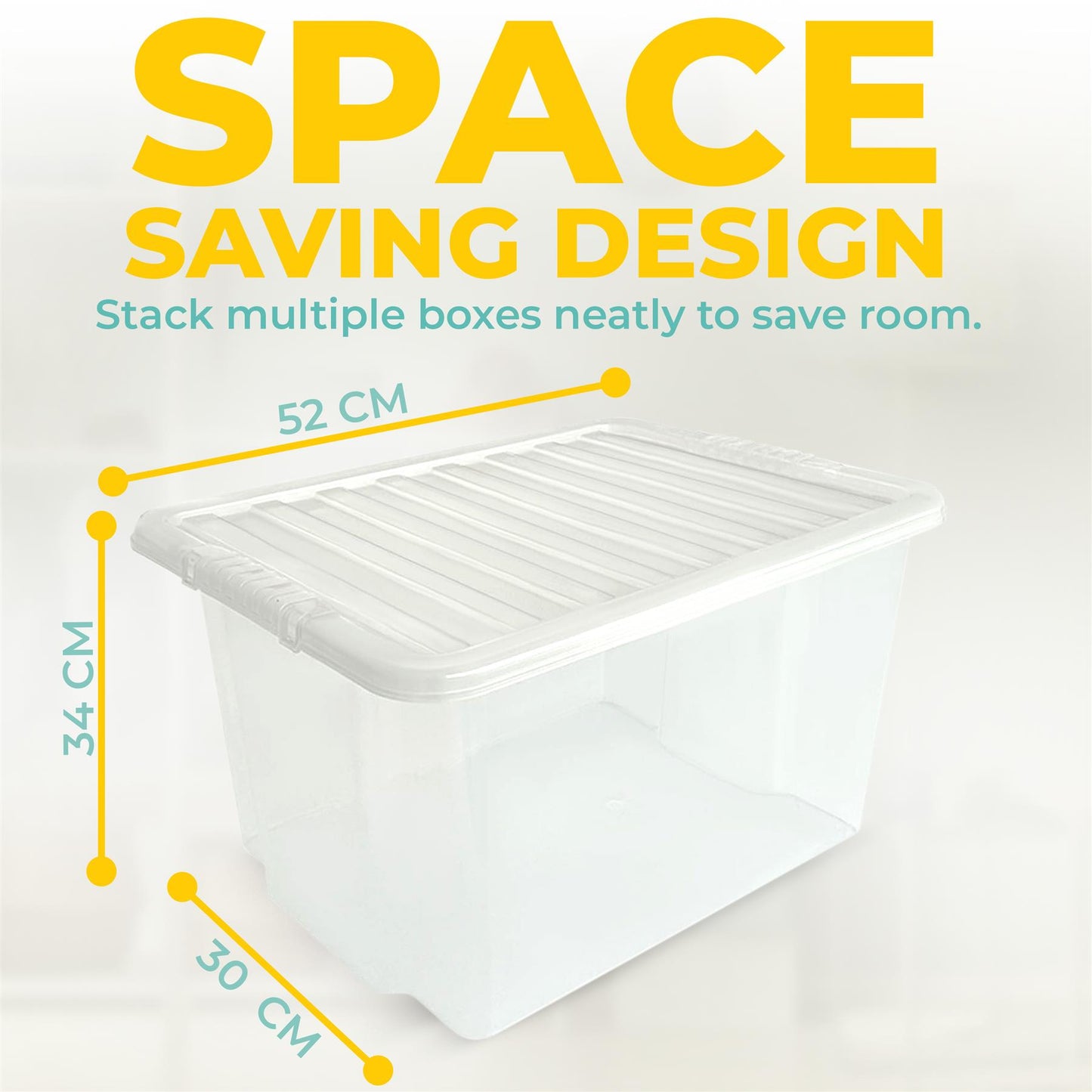 Plastic Storage Boxes with Lids – Clear Black Small Medium Large Stackable Plastic Containers | Ideal for Craft, Shoes, Toys, Office, and Kitchen Organiser | Durable, BPA Free Storage Bin (SET of 3)
