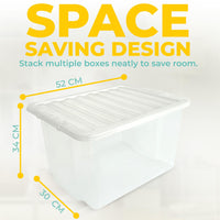 Plastic Storage Boxes with Lids – Clear Black Small Medium Large Stackable Plastic Containers | Ideal for Craft, Shoes, Toys, Office, and Kitchen Organiser | Durable, BPA Free Storage Bin (SET of 3)