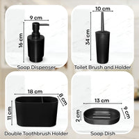 4Pcs Bathroom Accessories Set Bar Dish Soap Dispenser Toothbrush Toilet Brush