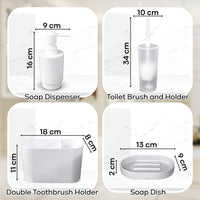 4Pcs Bathroom Accessories Set Bar Dish Soap Dispenser Toothbrush Toilet Brush