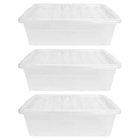Underbed Plastic Storage Boxes with Lids – Clear & Black – 30L, 32L | Stackable Plastic Containers for Clothes, Shoes & Bedding | Space-Saving, Durable, BPA Free Storage Bins