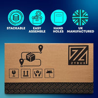 ZYBUX - 52cm x 30cm x 30cm - (Approx. 20"x12"x12") - Large Strong Cardboard Moving Boxes - Removal Boxes for Moving House - Packing & Storage Cartons with Carry Handles