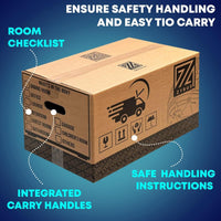 ZYBUX - 52cm x 30cm x 30cm - (Approx. 20"x12"x12") - Large Strong Cardboard Moving Boxes - Removal Boxes for Moving House - Packing & Storage Cartons with Carry Handles