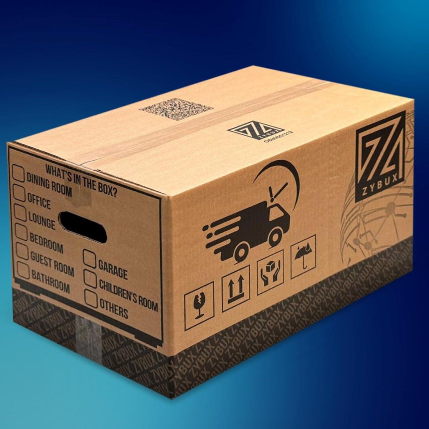 ZYBUX - 52cm x 30cm x 30cm - (Approx. 20"x12"x12") - Large Strong Cardboard Moving Boxes - Removal Boxes for Moving House - Packing & Storage Cartons with Carry Handles