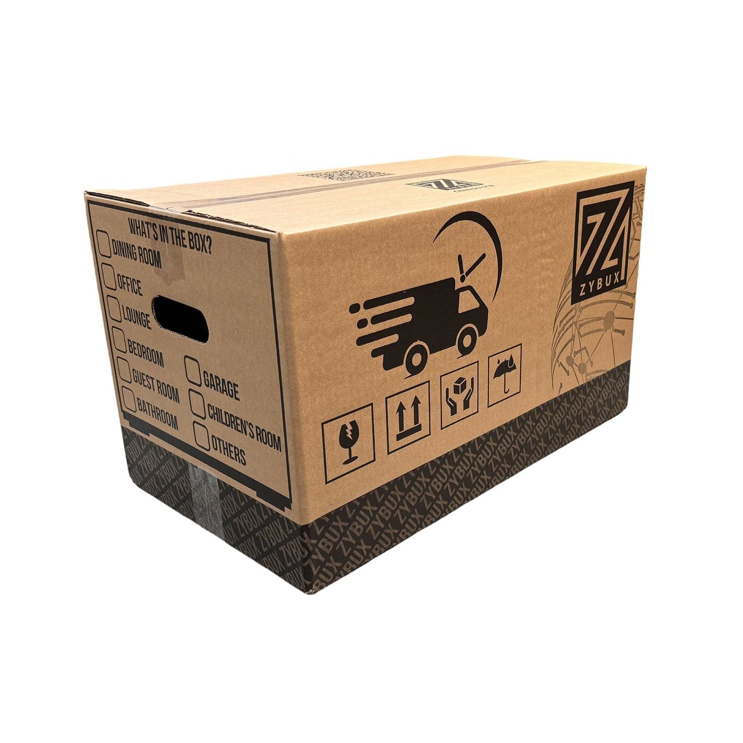 ZYBUX - 52cm x 30cm x 30cm - (Approx. 20"x12"x12") - Large Strong Cardboard Moving Boxes - Removal Boxes for Moving House - Packing & Storage Cartons with Carry Handles