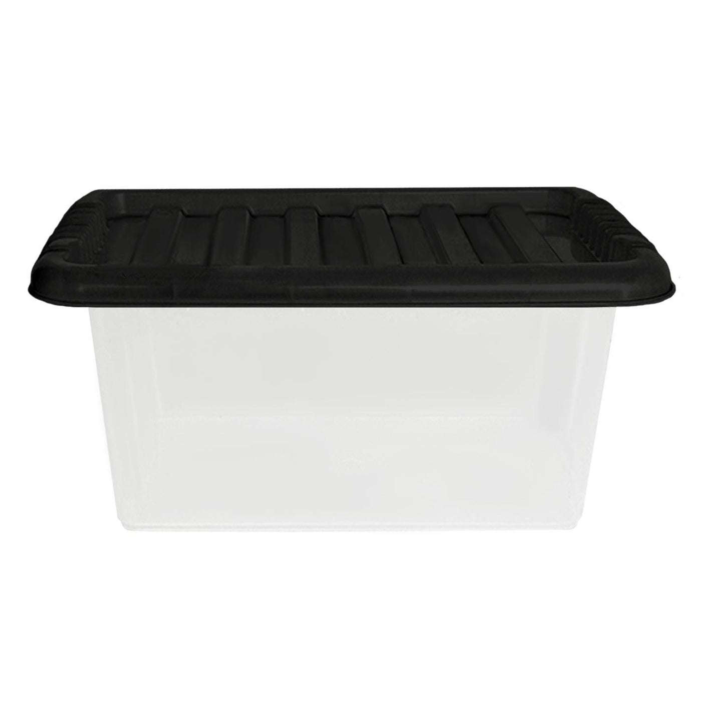 Plastic Storage Boxes with Lids – Clear Black Small Medium Large Stackable Plastic Containers | Ideal for Craft, Shoes, Toys, Office, and Kitchen Organiser | Durable, BPA Free Storage Bin (SET of 3)