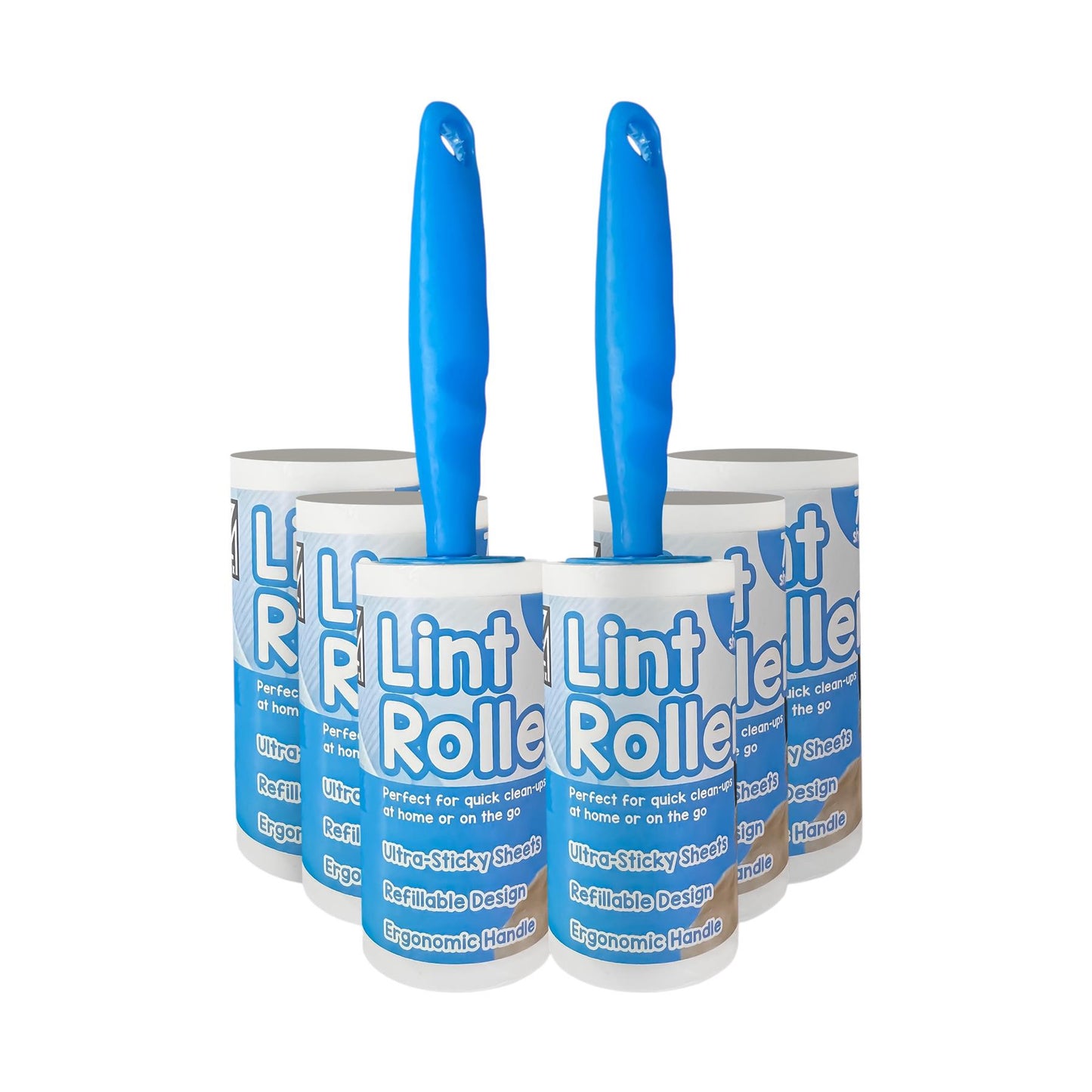 2 x Lint Roller + 4 Sticky replacement Heads Easily and quickly removes animal hairs, dust and fluff from garments, furniture and car seats
