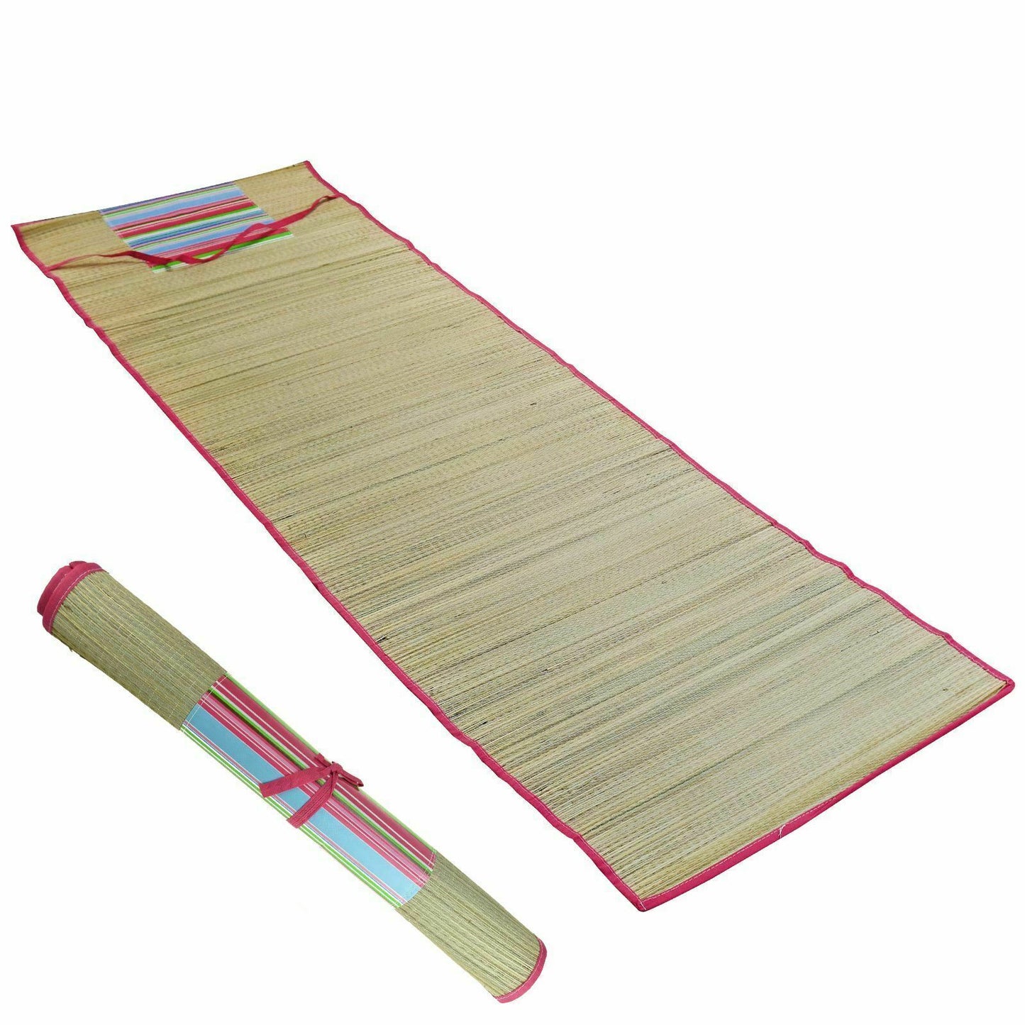 Roll Up Straw BEACH MAT Carry Mat Travel HOLIDAY Camping Festival Park Picnic