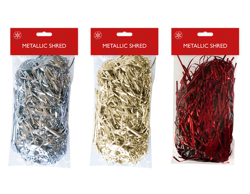 Metallic Foil Shredded Paper 30gs Christmas Gift Hamper Filling Various Colours